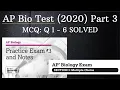 AP Bio Test 2020 Part 3 MCQ Q 1 - 60 solved