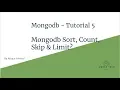 Mongodb Tutorial 5 - Mongodb sort count skip and limit query