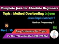 Java basics part 18 Method overloading concept explained is method overloading