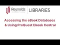 Accessing the eBook Databases Using ProQuest Ebook Central