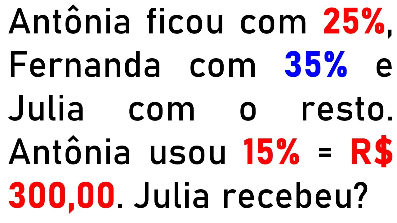 1 QUESTÃO ESTILO DE CONCURSO DE MATEMÁTICA RESOLVIDA DE PORCENTAGEM