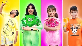 قضينا 24 ساعه باللون الوردي والاصفر والاخضر والبرتقالي 