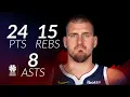 Nikola Jokic 24 pts 15 rebs 8 asts vs Wolves 2026 PO G2