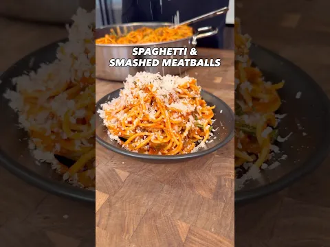 Macro-Friendly, High Protein Spaghetti & Smashed Meatballs #shorts