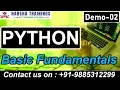 Python Demo 02 Python Fundamentals Python Tutorial For Beginners Harsha Trainings
