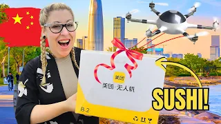 我们第一次在中国体验无人机送餐