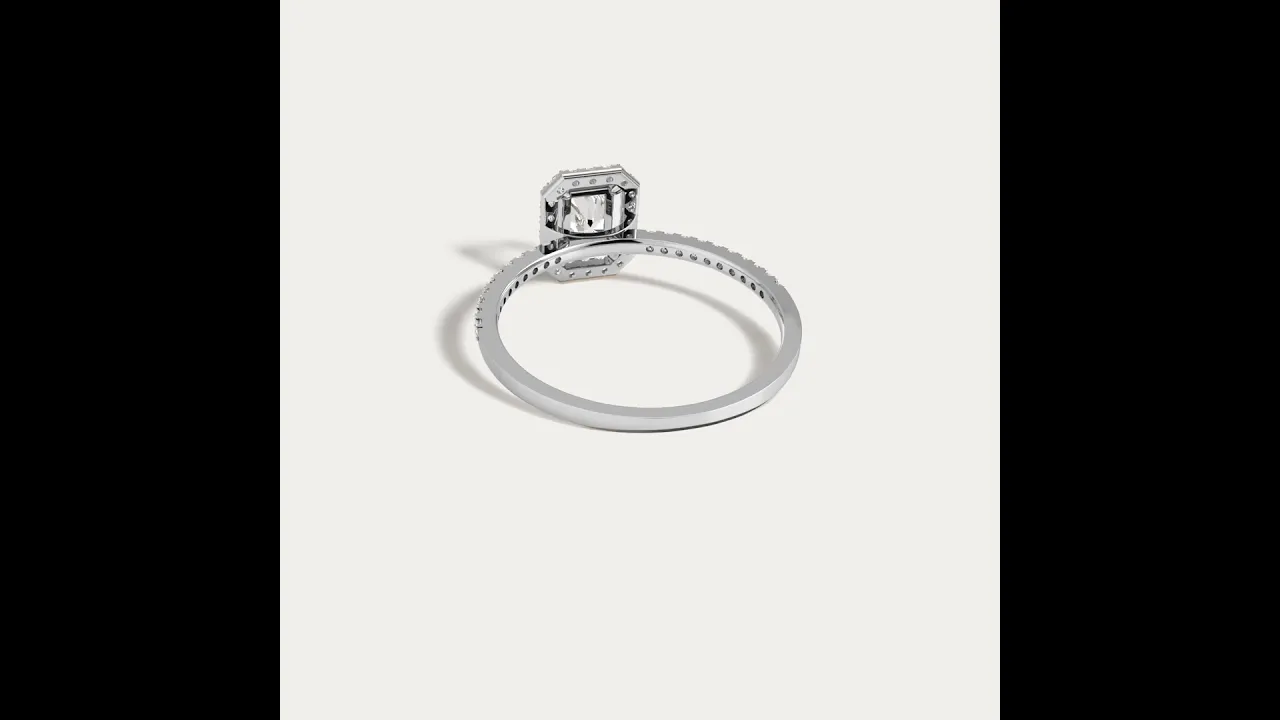 0.5CT Lab Grown Diamond Emerald Cut Halo Engagement Ring