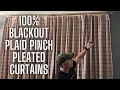 HOMEIDEAS 100 Blackout Plaid Pinch Pleated Curtains