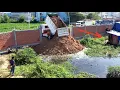 Download Lagu Nice job Dump truck unloading soil filling up with Operator bulldozer working Push soil delete pit.