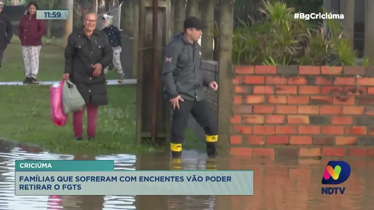 Famílias que sofreram com enchentes em Criciúma vão poder sacar o FGTS