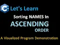 C Program to Sort a set of Names string in Ascending Order - with Visualized Program Process Flow