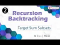 Target Sum Subsets Recursion Backtracking In Hindi C - 2