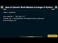 How to Convert IPv4 Address to Integer in Python