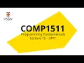 COMP1511 Week 9 Lecture 2