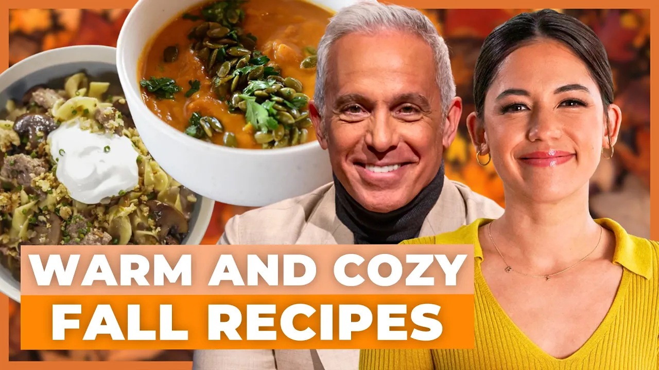 A selection of seasonal autumn dishes including rich stews and golden casseroles prepared by Food Network chefs.