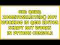 GIS QGIS3 ZoomToSelected not working in QGIS Editor Script but works in Python Console