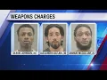 Three men arrested Monday in Rockford face weapons charges