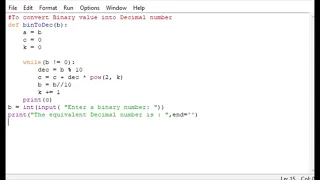 python To convert Binary value into Decimal number