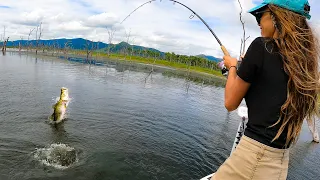 UNBELIEVABLE FISHING!😲 Girlfriend Catches Monster Barramundi! (Crazy Surface Explosion At Boat)