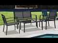 4 Pieces Patio Furniture Set Outdoor Garden Conversation Sets Lawn Chairs with Glass Coffee Table