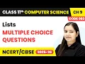 Lists - Multiple Choice Questions Class 11 Computer Science Chapter 9