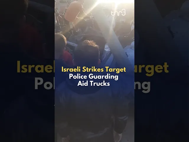 ⁣Israeli forces target a police car in Rafah who were guarding humanitarian aid trucks for Gaza #news