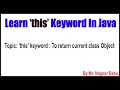 this keyword To return current class Object By Nagoor Babu Sir