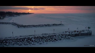 Amazing Sunset Over A Frozen Lake Erie Cleveland Ohio