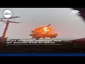 Tree branch catches fire on power line in Ohio