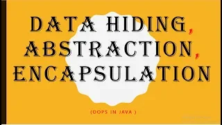 OOPS CONCEPT IN JAVA Data Hiding Abstraction Encapsulation