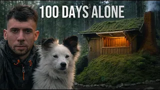 100 Days Alone Building a Log Cabin in the Forest