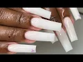 Milky White Nails Acrylic Nails Sealing Cuticle Area