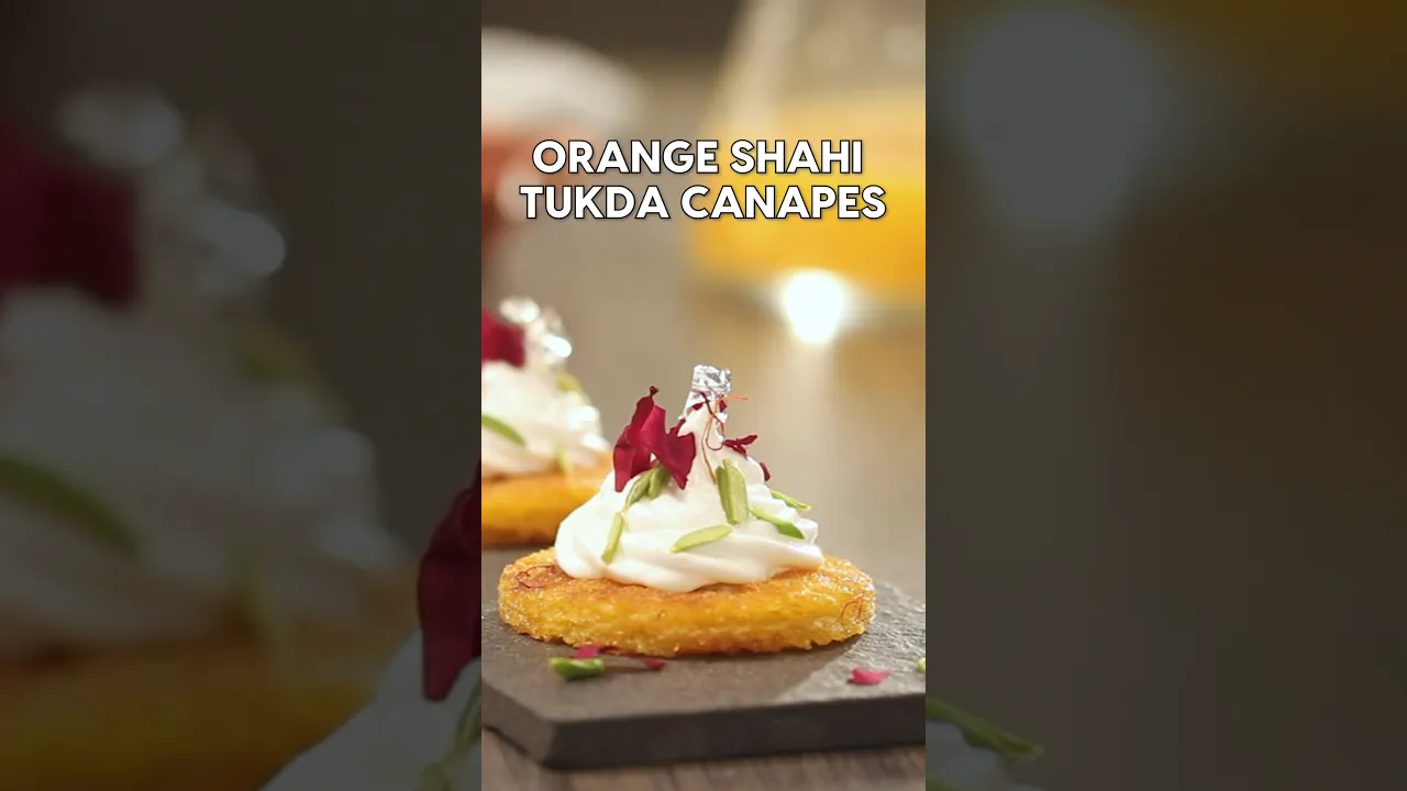 Shahi Tukda Canapes serve royalty in mini orange bites! #shorts #youtubeshorts