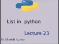 List in python Container Lecture 23
