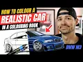 From Coloring Book to Realistic Car Drawing BMW M3