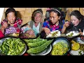 Download Lagu Bitter Gourd fry recipe cooking \u0026 eating in village kitchen || Titte karela || Village Food Vlog