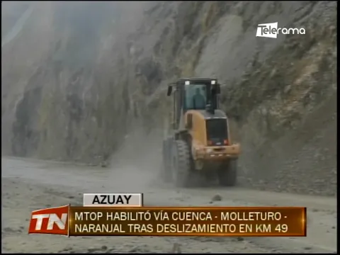 MTOP habilitó vía Cuenca - Molleturo - Naranjal tras deslizamiento en KM 49