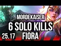 MORDEKAISER vs FIORA TOP 6 solo kills 4 KR Diamond 25 17