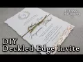 Faux deckled edge DIY Wedding Invitation with metallic gold leaf Easy DIY Invitations