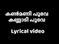 കൺമണി പൂവേ കണ്ണാടി പൂവേ Lyrical വിഡിയോ | Kanmani Poove Kannadi Poove Lyrics video #riamusics