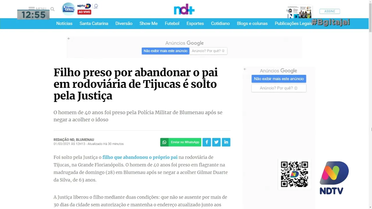 Enfermeira morre vitima da Covid-19 e filho abandona próprio pai em rodoviária de Tijucas