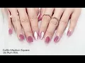 Pink Cat Eye Glitter Press On Nails Medium Coffin Square Reusable