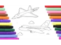 Jet and Passenger Aircraft Coloring Page for Kids Coloring Book
