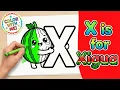 X is for Xigua Letter X Coloring Page ABC Fruit Coloring for Kids