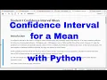 Python - Confidence Interval for Mean