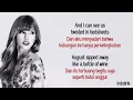 Taylor Swift - August | Lirik Lagu Terjemahan
