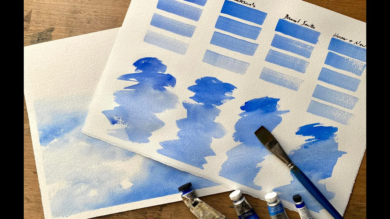 COBALT BLUE: A BRIEF HISTORY & COMPARING 4 Brands, Loose Watercolor Painting Watercolour Swatching
