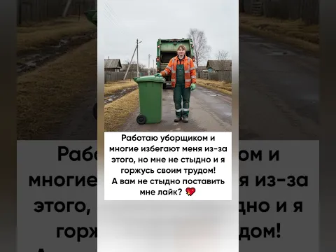 Она работает уборщиком и ей не стыдно. Заслуживает уважения!