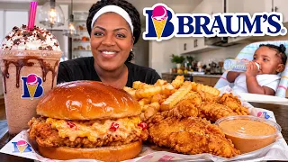 Trying Braum’s Pimento Cheese Chicken Sandwich for the FIRST TIME! 🍗🍔 Chocolate Milkshake | Mukbang