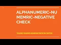 ALPHANUMERIC NUMEMRIC NEGATIVE CHECK